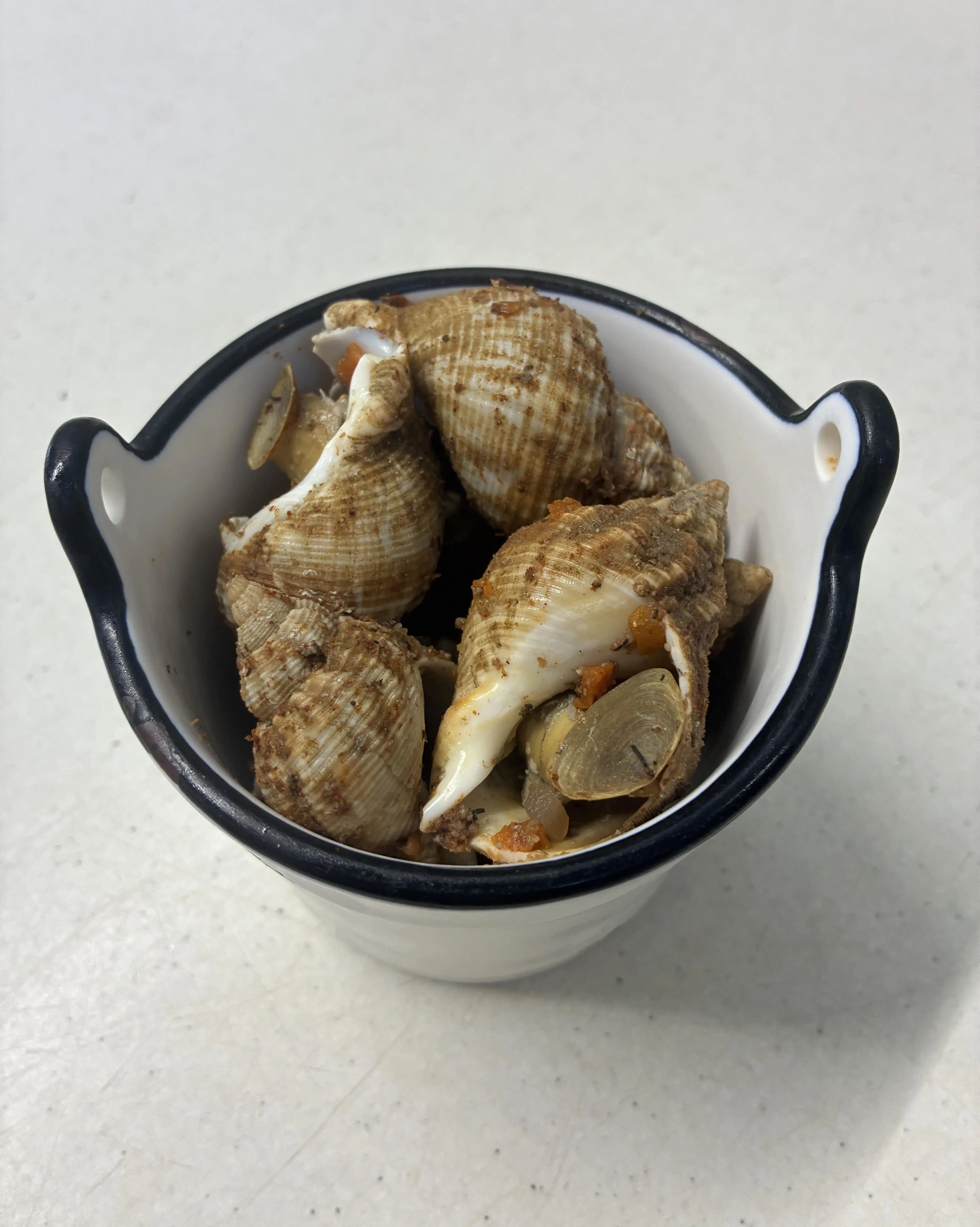 Bulots servis avec pain et beurre